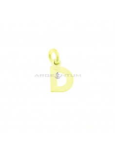 Yellow gold plated letter D pendant in 925 silver