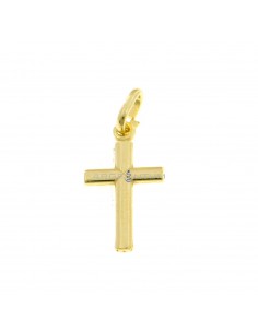 Smooth cross pendant yellow gold plated in 925 silver