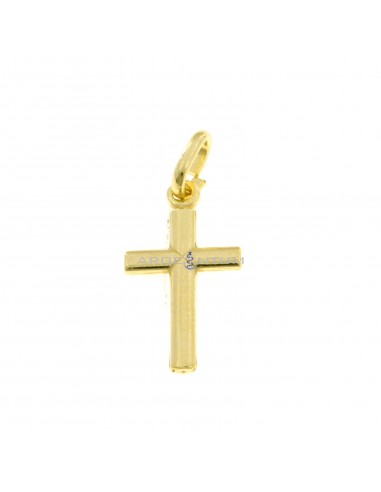 Smooth cross pendant yellow gold plated in 925 silver