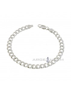 White gold plated 6.5 mm curb mesh bracelet in 925 silver