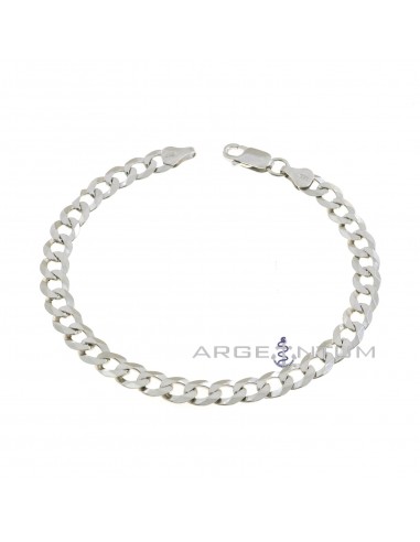 White gold plated 6.5 mm curb mesh bracelet in 925 silver