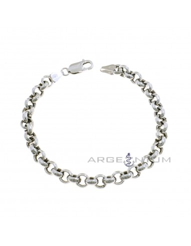 White gold plated 6 mm rolo link bracelet in 925 silver