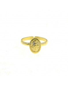 Adjustable phalanx ring with central miraculous medal yellow gold plated in 925 silver