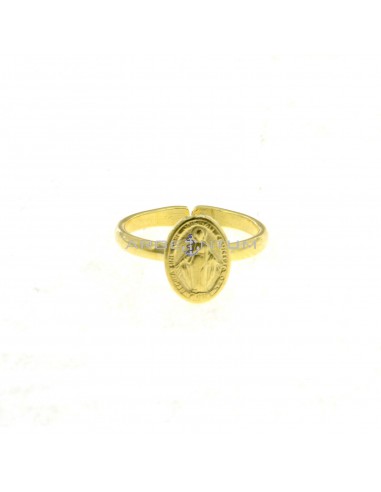 Anello regolabile da falange con medaglia miracolosa centrale placcato oro giallo in argento 925