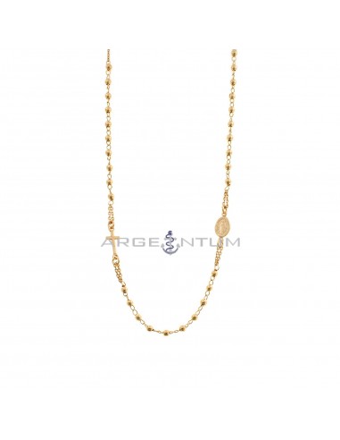 Rose gold plated round rosary necklace with 3 mm smooth sphere. in 925 silver