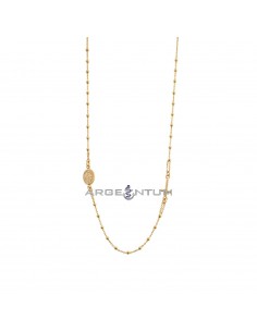 Rose gold plated round rosary necklace with 2 mm smooth sphere. in 925 silver