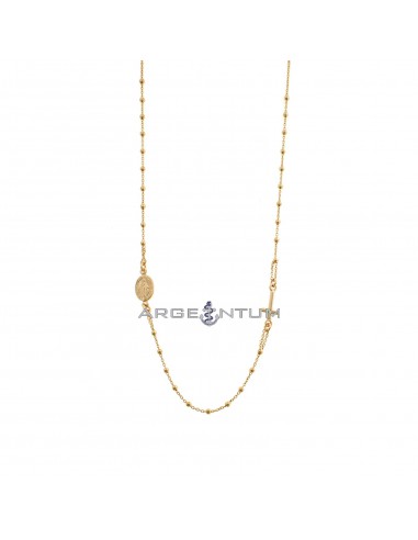 Rose gold plated round rosary necklace with 2 mm smooth sphere. in 925 silver