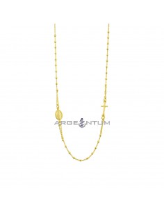 Yellow gold plated round rosary necklace with 2 mm smooth sphere. in 925 silver