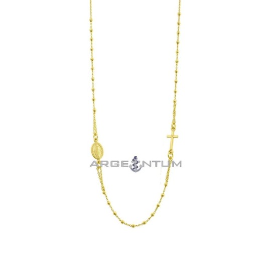 Collana rosario a giro placcata oro giallo con sfera liscia da 2 mm. in argento 925
