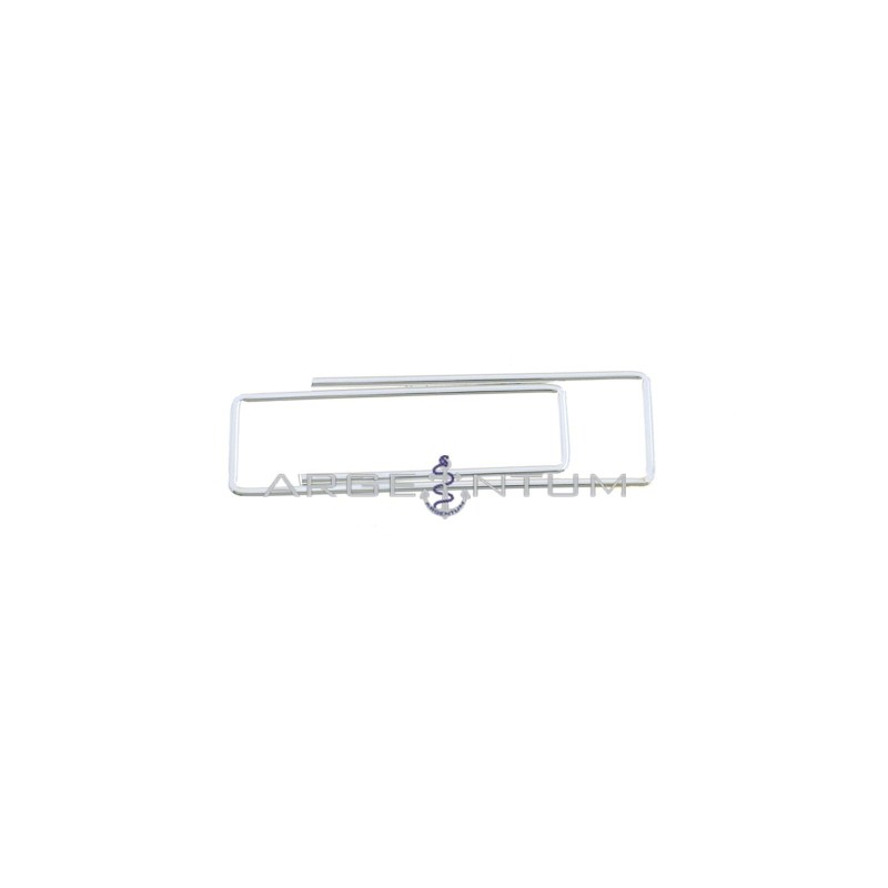 Fermasoldi a graffetta tubolare rettangolare in argento 925