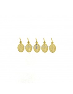 Miraculous medal pendants 7x10 mm yellow gold plated in 925 silver (5 pcs.)