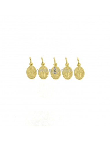 Miraculous medal pendants 7x10 mm yellow gold plated in 925 silver (5 pcs.)