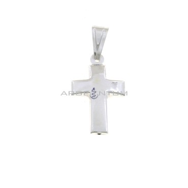 White gold plated paired cross pendant in 925 silver