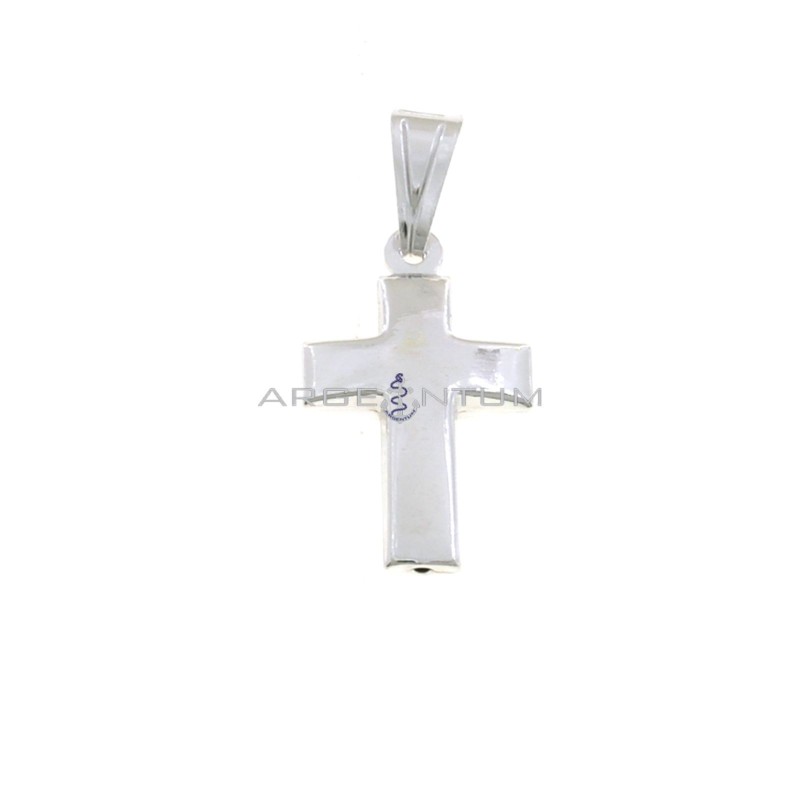 White gold plated paired cross pendant in 925 silver