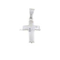 White gold plated paired cross pendant in 925 silver