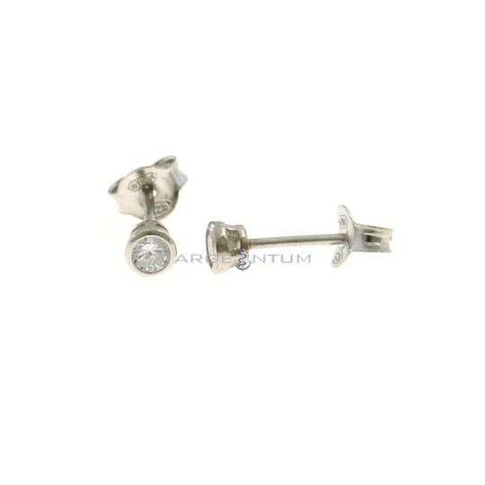 Point of light earrings with 3 mm white onion zircon on a white gold plated base in 925 silver