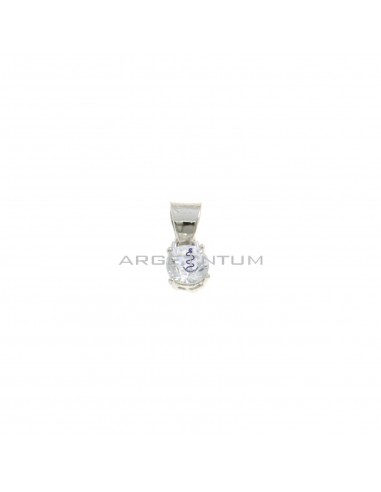 4 mm light point pendant with 4 claws white gold plated in 925 silver