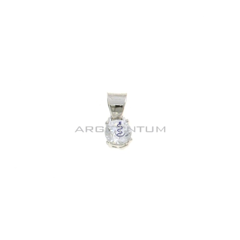 4 mm light point pendant with 4 claws white gold plated in 925 silver