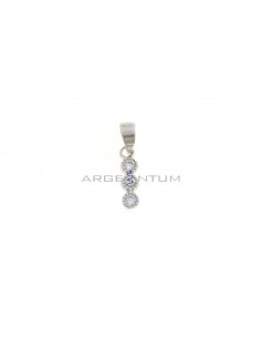 White gold plated trilogy pendant with white zircons with dotted joints in 925 white silver