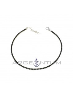 Tennis bracelet with 1.75 mm black cubic zirconia and 925 silver white gold plated lobster clasp