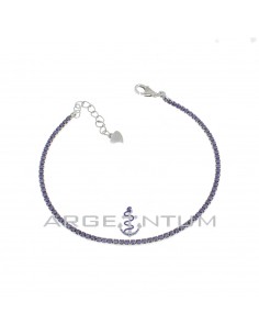Tennis bracelet with purple cubic zirconia 1.75 mm and 925 silver white gold plated lobster clasp