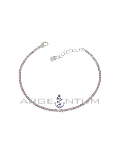 Tennis bracelet with 1.75 mm pink zircons and 925 silver white gold plated lobster clasp