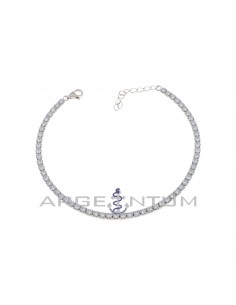 Tennis bracelet with 2.5 mm white zircons and 925 silver white gold plated lobster clasp