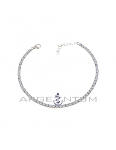 Tennis bracelet with 2.5 mm white zircons and 925 silver white gold plated lobster clasp