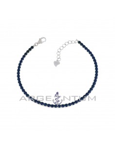 Tennis bracelet with 2.5 mm blue zircons and 925 silver white gold plated lobster clasp