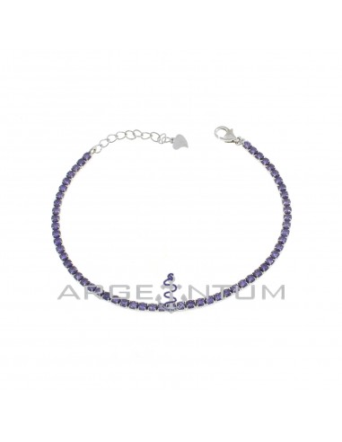 Tennis bracelet with 2.5 mm purple zircons and 925 silver white gold plated lobster clasp