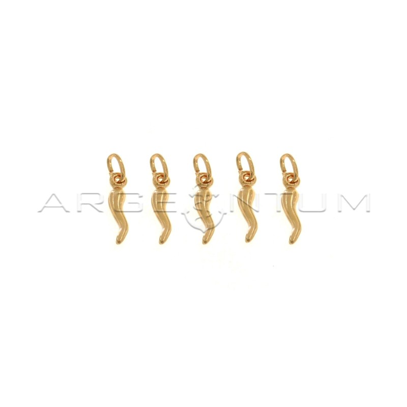 Ciondoli corni 4x18 mm placcati oro rosa in argento 925 (5 pz.)