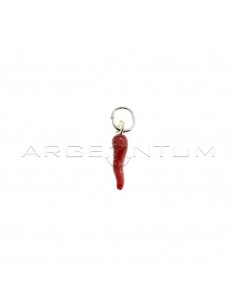 Horn pendant 4x13 mm red enamelled in 925 silver