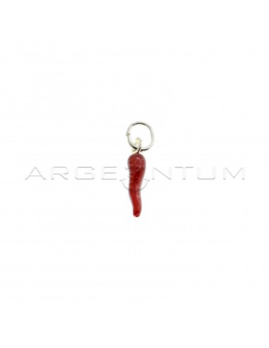 Horn pendant 4x13 mm red enamelled in 925 silver