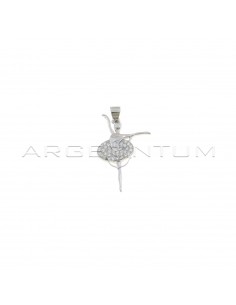 Ballerina pendant with white zirconia tutu white gold plated in 925 silver