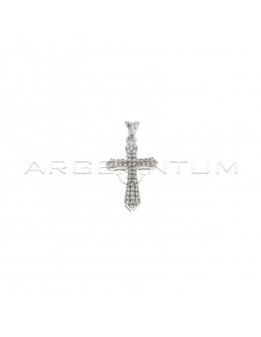 White gold plated cross pendant in white cubic zirconia in 925 silver