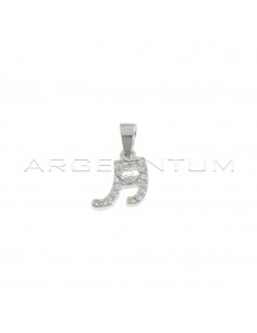 White gold plated zircon musical note pendant in 925 silver