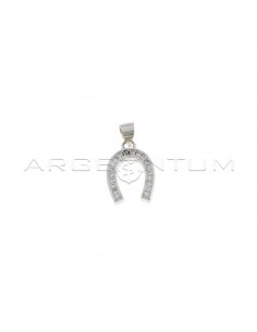 White gold plated white zircon horseshoe pendant in 925 silver