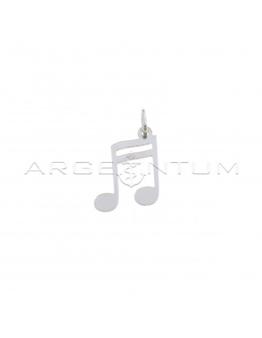 White gold plated musical note plate pendant in 925 silver