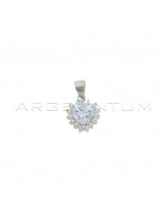White zircon heart pendant in a 925 silver white zircon frame