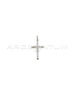 Cross pendant coupled with white gold plated cast Christ in 925 silver