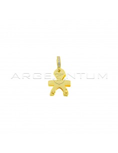 Double plate baby pendant with yellow gold plated white zirconia counter-link in 925 silver