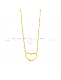 Diamond-coated rolò necklace with heart shape with central wire yellow gold plated in 925 silver