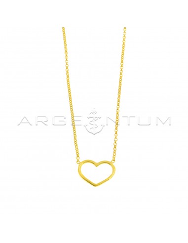 Collana maglia rolò diamantata con sagoma cuore a filo centrale placcata oro giallo in argento 925