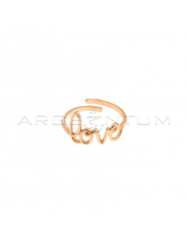Anello regolabile con scritta "love" a filo placcato oro rosa in argento 925