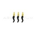 Ciondoli corni 4x13 mm smaltati neri placcati oro giallo in argento 925 (3 pz.)