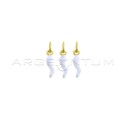 Ciondoli corni 4x13 mm smaltati bianchi placcati oro giallo in argento 925 (3 pz.)