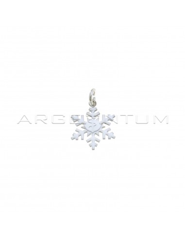 White enamel plate snowflake pendant white gold plated in 925 silver