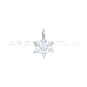 White enamel plate snowflake pendant white gold plated in 925 silver