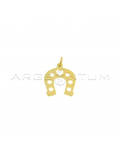 Horseshoe pendant with openwork plate yellow gold plated in 925 silver