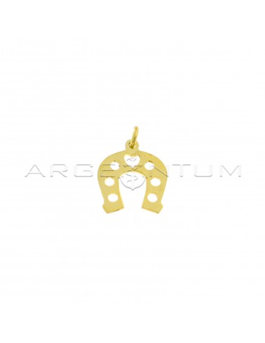 Horseshoe pendant with openwork plate yellow gold plated in 925 silver